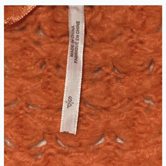 Free People Crashing Waves Orange Knit Sweater Size S Wool Blend Boho Cozy Fall - Picture 9 of 12